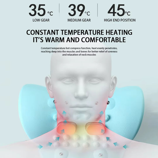 Multifunction EMS Electrotherapy Heating Cervical Spine Pillow Wireless Ergonomic Acupressure Neck Pillow for Relax Pain Relief