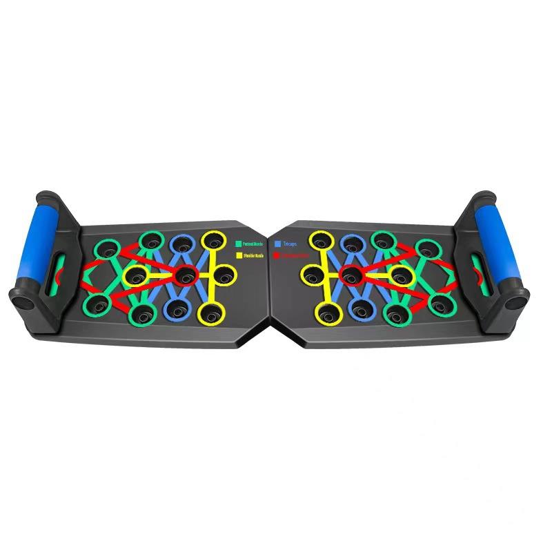 Multifunctional foldable push-up board with timer and counter for effective training.