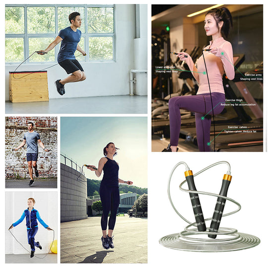 Colorful skipping rope with durable handles and a sleek design, perfect for fitness and exercise routines.