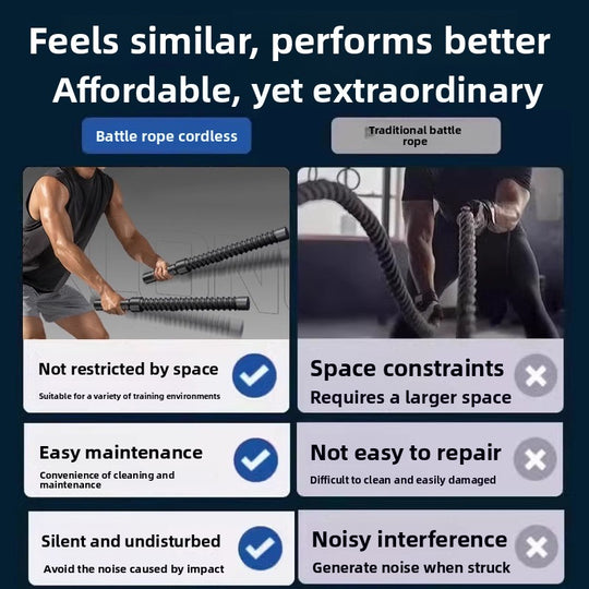 Cordless fitness battle rope for effective workouts, featuring a cordless design and multifunctional use for all fitness levels.