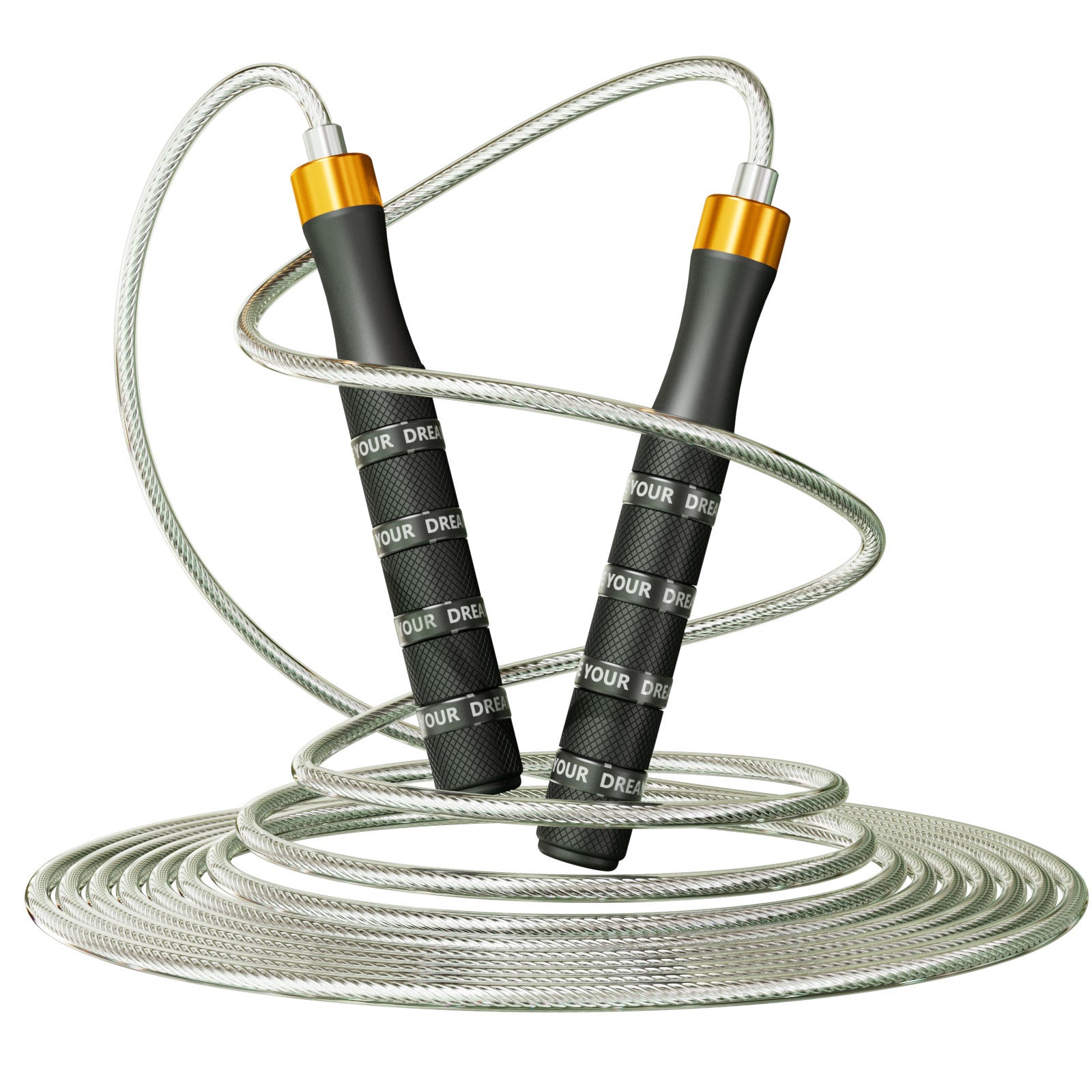 Colorful skipping rope with durable handles and a sleek design, perfect for fitness and exercise routines.