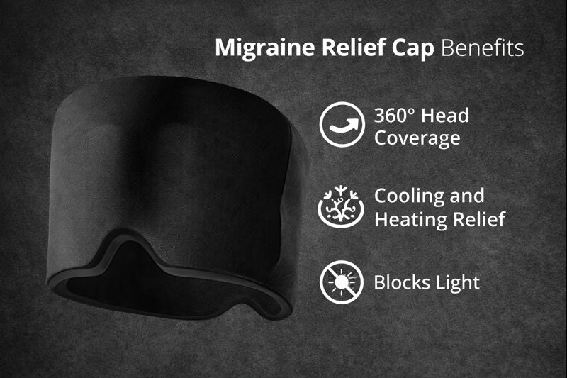 Migraine relief ice cap designed for effective cold therapy and pain relief, featuring a sleek black design for comfortable use.