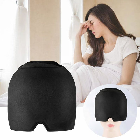 Migraine relief ice cap designed for effective cold therapy and pain relief, featuring a sleek black design for comfortable use.
