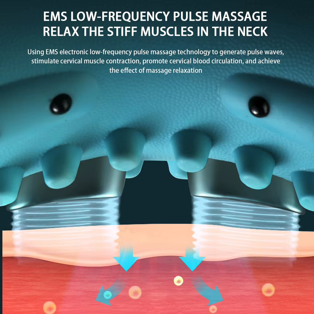Multifunction EMS Electrotherapy Heating Cervical Spine Pillow Wireless Ergonomic Acupressure Neck Pillow for Relax Pain Relief