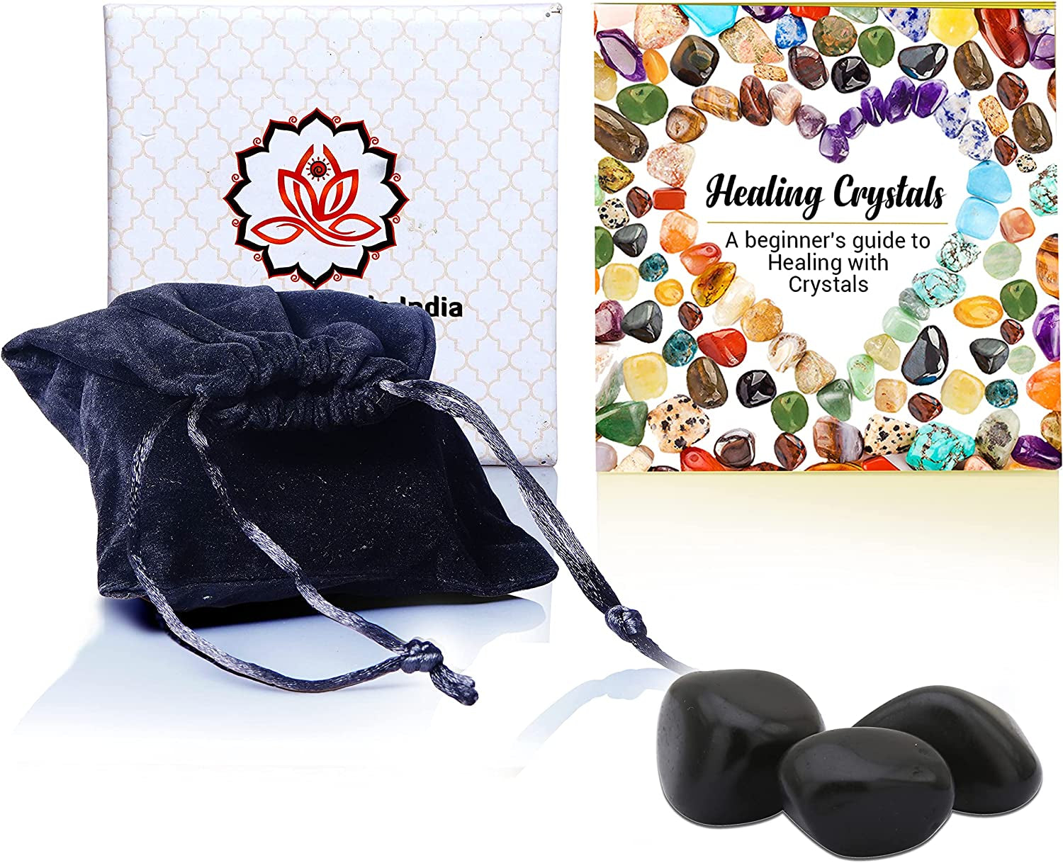 Real Crystals and Healing Stones - Healing Crystals for Beginners- Healing Stones Tumbled Crystals (3, Black Onyx)