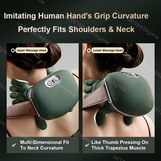 Neck Massager Red Light Hot Compress Cervical Spine Massager Shoulder Neck Shiatsu Kneading Trapezius Massage Relax Pain Relief