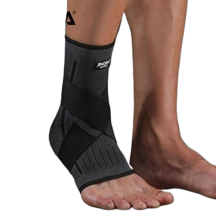 Ankle guard for running featuring three designs in black, orange, and green, providing support during sports activities.