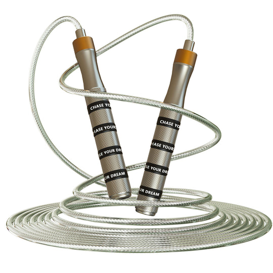 Colorful skipping rope with durable handles and a sleek design, perfect for fitness and exercise routines.