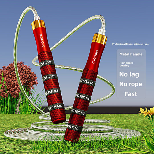 Colorful skipping rope with durable handles and a sleek design, perfect for fitness and exercise routines.
