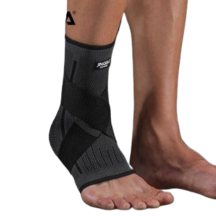 Ankle guard for running featuring three designs in black, orange, and green, providing support during sports activities.