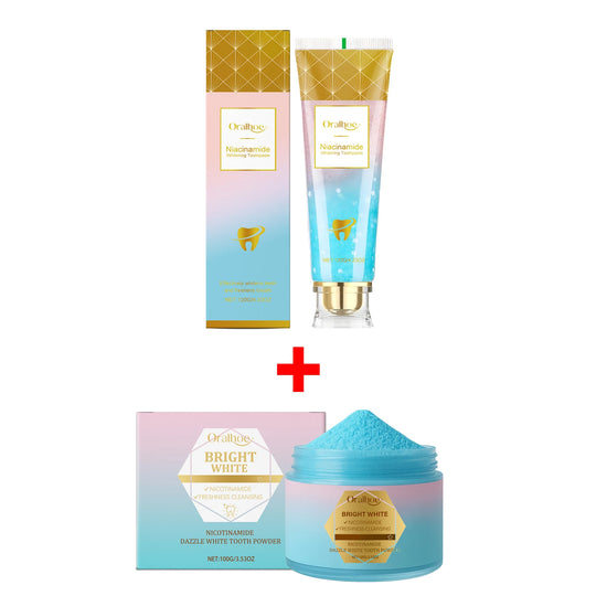 Niacinamide Teeth Brighten Toothpaste Plaque Stain Removal Repair Caries Reduce Bad Breath Lasting Fresh Tooth Whitening Powder