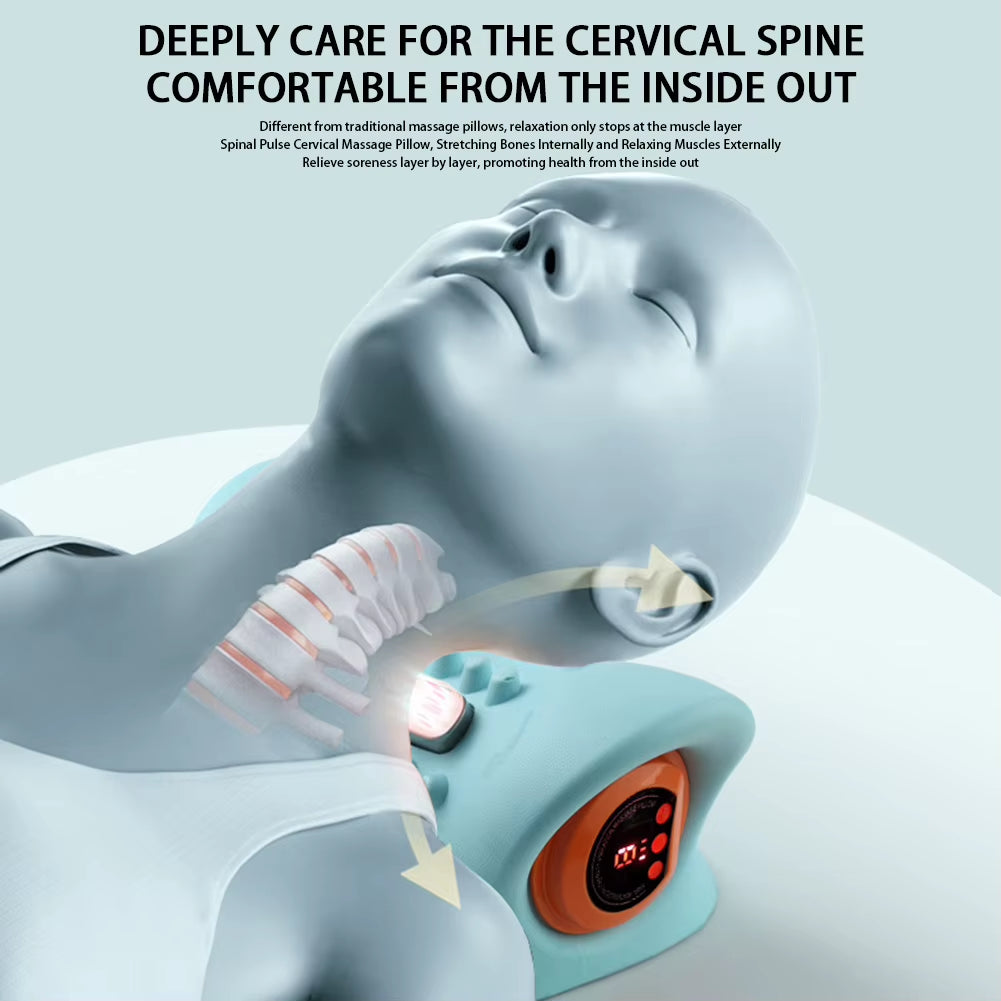 Multifunction EMS Electrotherapy Heating Cervical Spine Pillow Wireless Ergonomic Acupressure Neck Pillow for Relax Pain Relief
