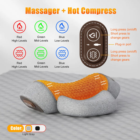 Electric Neck Massager Cervical Pillow Hot Compress Vibration Massage Neck Traction Relax Pillow Spine Support Massager Pillow
