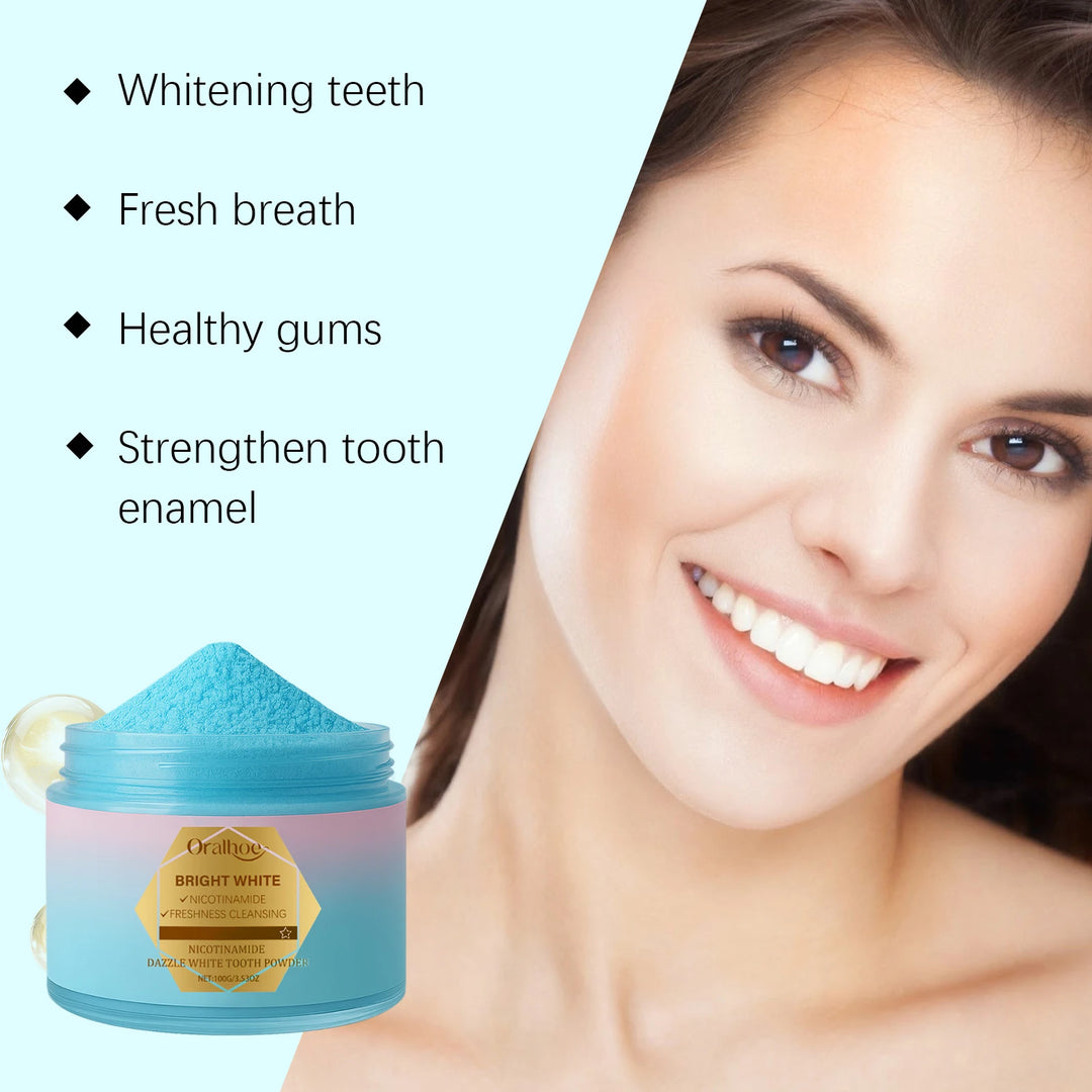 Niacinamide Teeth Brighten Toothpaste Plaque Stain Removal Repair Caries Reduce Bad Breath Lasting Fresh Tooth Whitening Powder